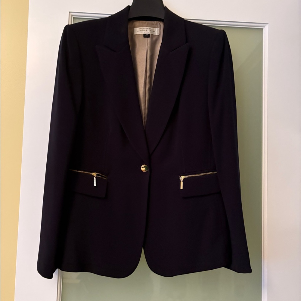 3 X $22, Elegant Dark Navy  Blazer with Gold Accents.